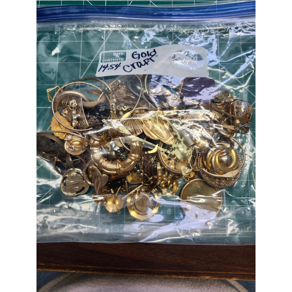 90s vintage Goldtone junk craft jewelry chunky up cycle